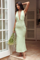 Mayah Halterneck Maxi Dress Textured Sage