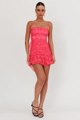 Dori Embellished Mini Dress Palm Tree Pink