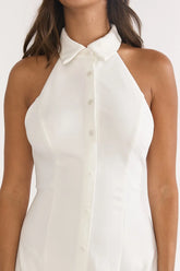 Esmarie Collared Maxi Dress White