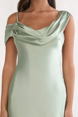 Emelle Asymmetric Neckline Maxi Dress Pistachio