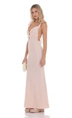 Knit Ruffle Maxi Dress in Pink