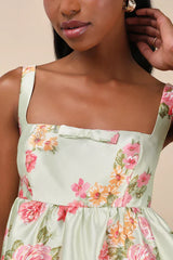 Unbelievably Lovely Sage Floral Babydoll Empire Waist Mini Dress