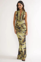 Veya Sleeveless Cowl Maxi Dress Moss