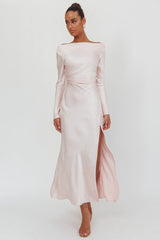 Loveland Long Sleeve Cowl Back Maxi Dress Pink