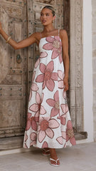 Norah Eyelet Maxi Dress - Botanic Pink Print