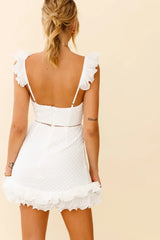 Kaley Layered Frill Hem Textured Dress White
