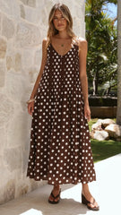 Dimmi Maxi Dress - Chocolate Polka