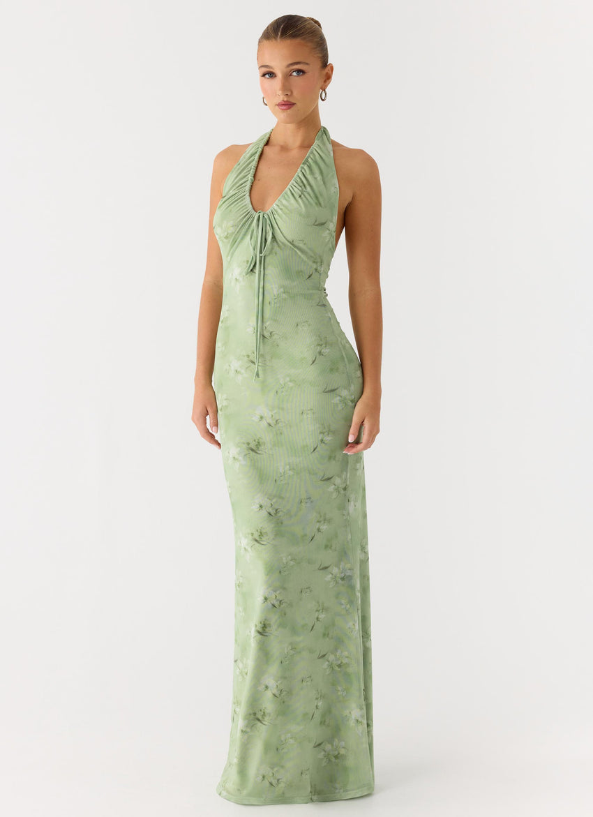 Ask You Twice Maxi Dress - Blurred Lime