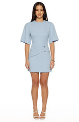 Dontae Blue Crepe Mini Dress